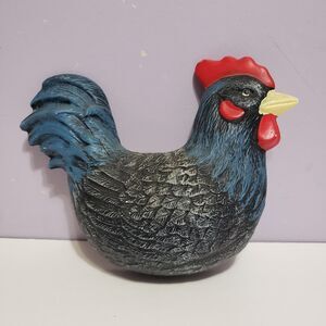 Chicken Rooster Ceramic Wall Mount Blue Country Farmhouse Home Decor 6"×4.5"